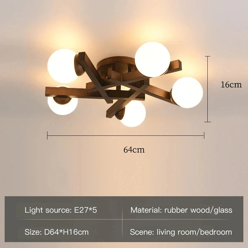 lustre en bois nordique design lumineux pour décoration intérieure