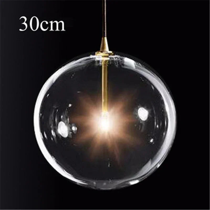 suspension en verre transparent pour un éclairage moderne décoratif