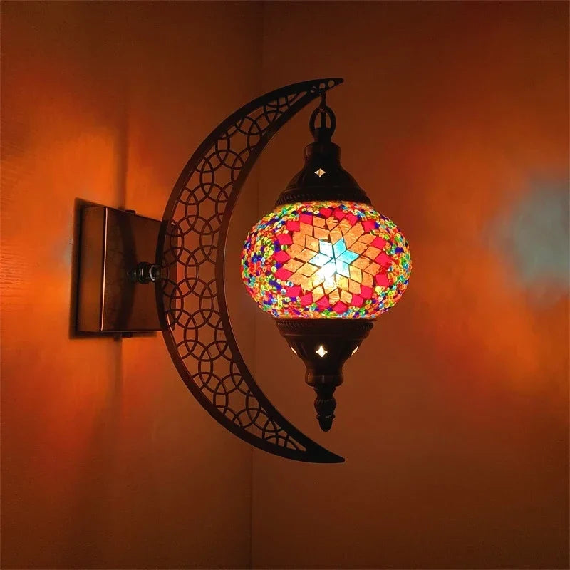 applique murale rétro bohème en forme de lune décorative artisanale
