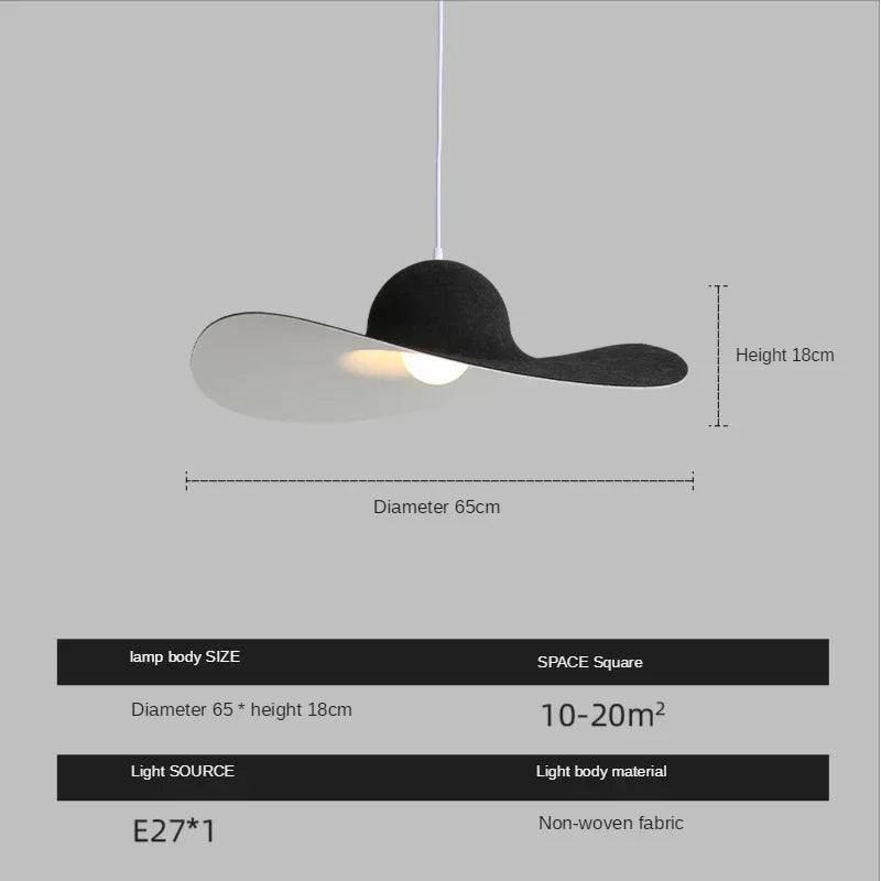Felt Pendant Lamps Nordic Hat Chandelier Ceiling Hanging Light for Living Dining Room Bedroom