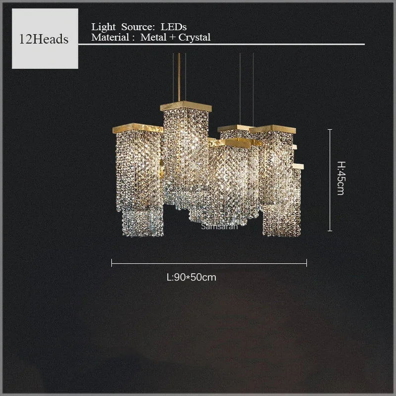 lustre moderne en cristal pour décoration élégante et raffinée