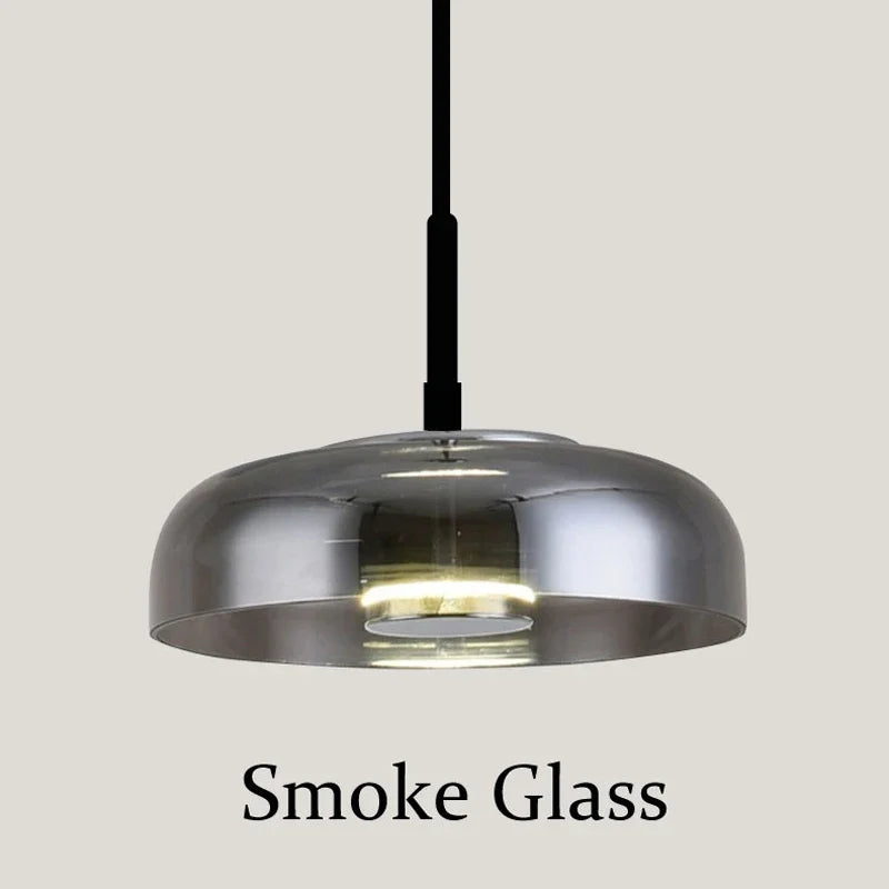 suspension en verre fumé transparent design nordique pour hôtel et café