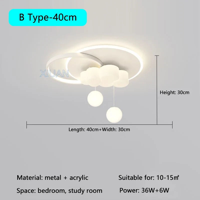 plafonnier minimaliste avec bulle suspendue et lustre en nuage