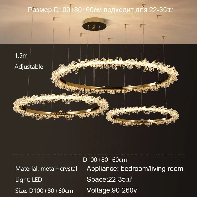 lustre nordique de luxe en cristal pour décoration moderne