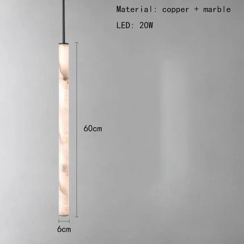 lustre cylindrique en marbre naturel avec cordon réglable 3000k