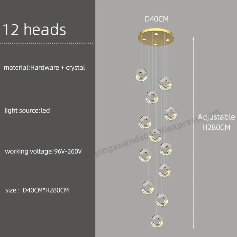 lustre moderne en cristal design loft pour éclairage minimaliste