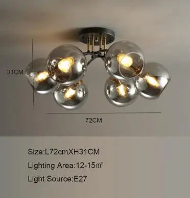 plafonnier industriel design en verre fumé pour décoration moderne
