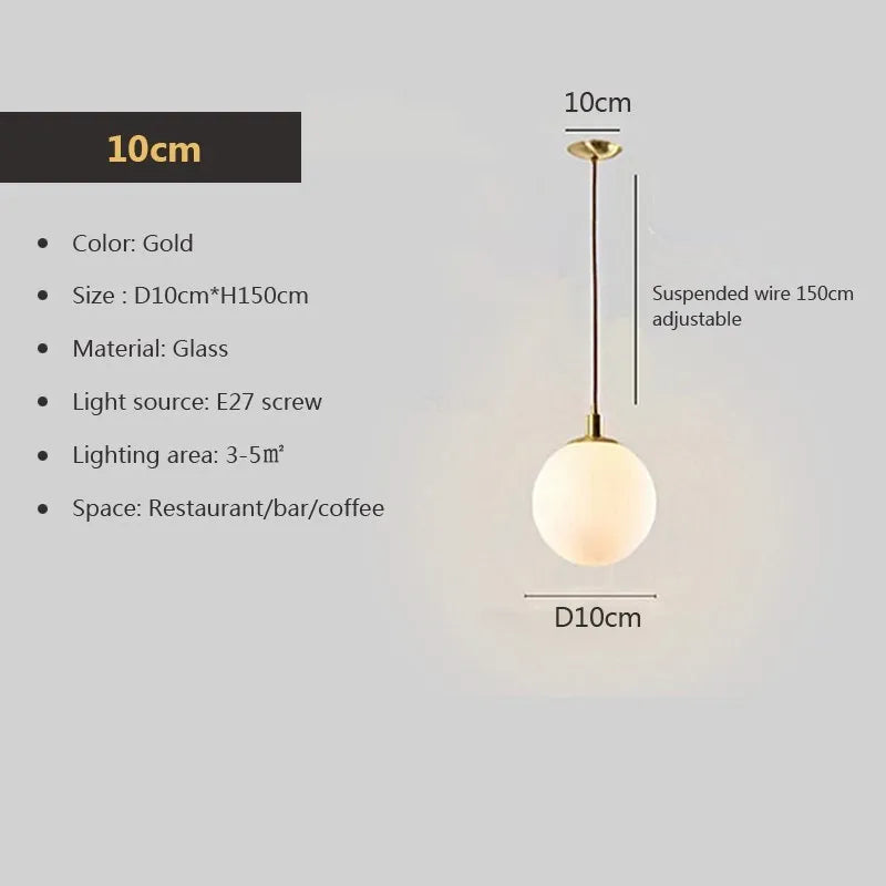 Suspension en verre nordique 8-50 cm boule ronde lampes suspendues pour la maison pour Bar chambre salon café décoration Luminaires Lustre