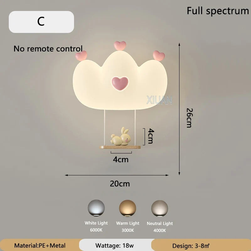 applique murale en forme de couronne rose pour filles animal veilleuse