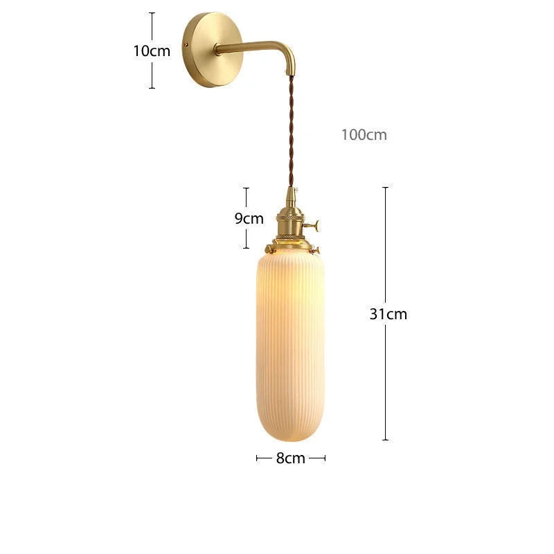 Applique murale dorée moderne céramique fil ajustable LED