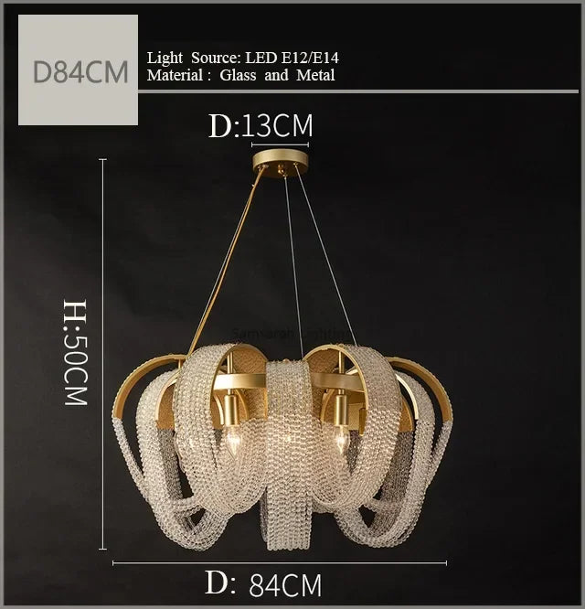lustre rond en cristal de luxe pour décoration intérieure