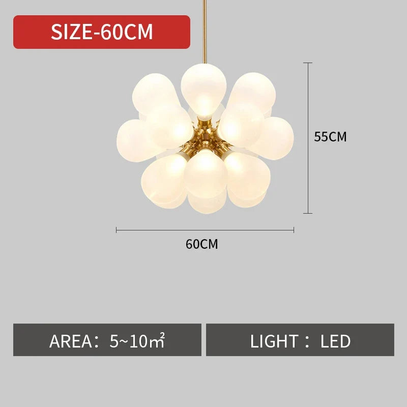 lustre nordique boule verre led décoration maison suspendu
