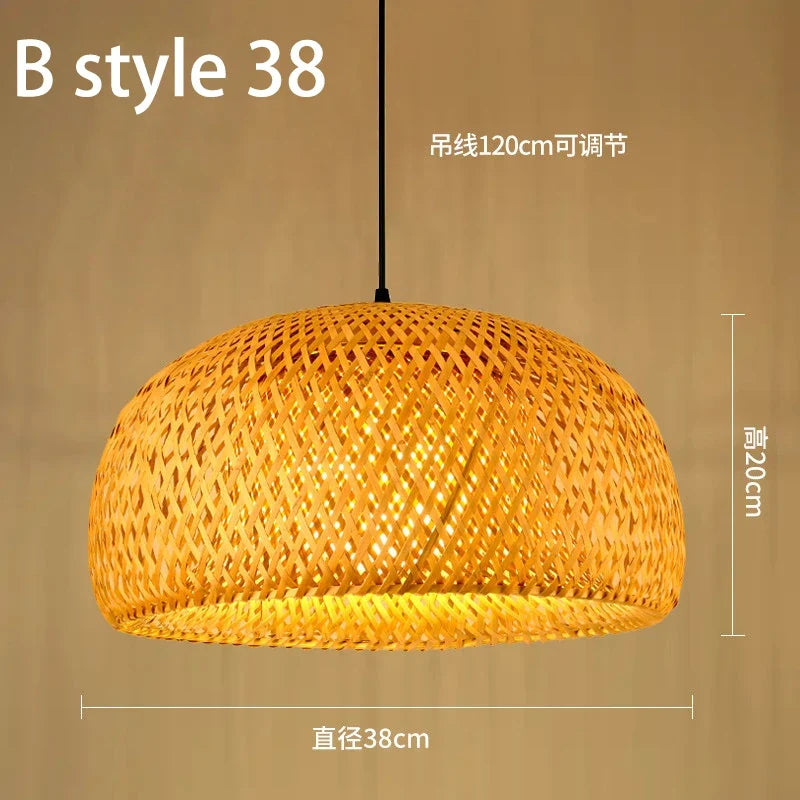 lustre style chinois fait main en bambou tissage pastoral vintage