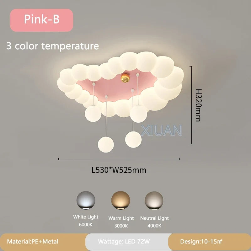 Nordic Cloud Ceiling Lamps Bedroom Ceiling Light Pink White Bubble Design Children's Room Chandelier Lights for Princess Room