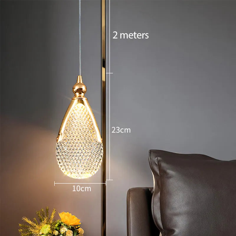 Plafond LED en cristal nordique lustre salon chambre chevet suspension lumières décor à la maison éclairage lampe suspendue pour plafond