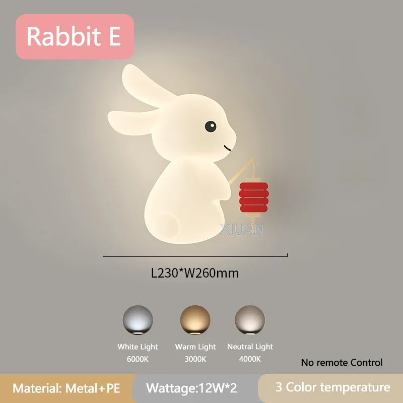 applique murale enfant motif lapin carotte nuage lumière