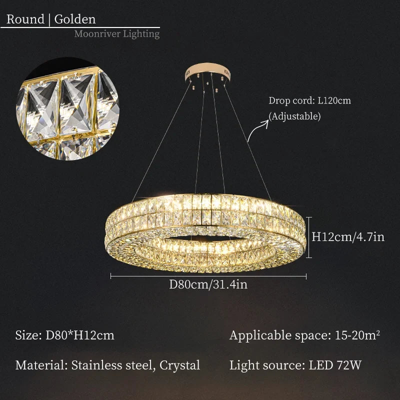 lustre en cristal moderne pour décoration intérieure de luxe