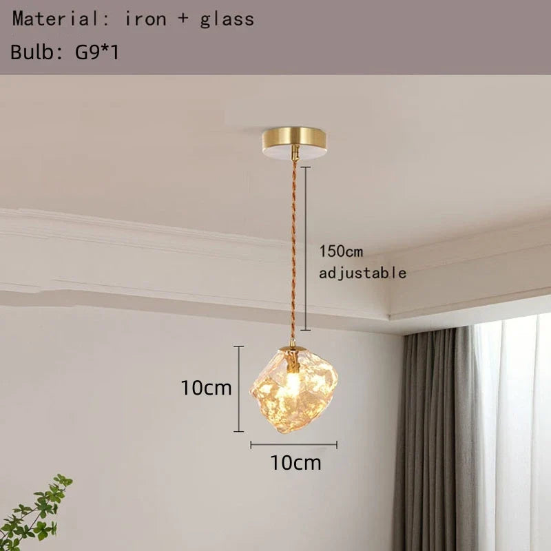 lustres en verre ambré style bloc de glace pour restaurant et bar