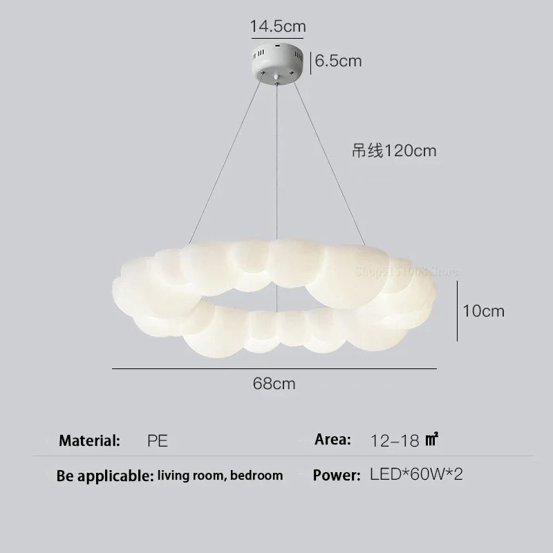 lampe nuage moderne led design anneau nordique éclairage lustre