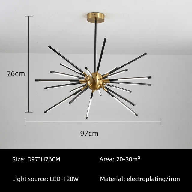 lustre vintage design spoutnik à branches en fer