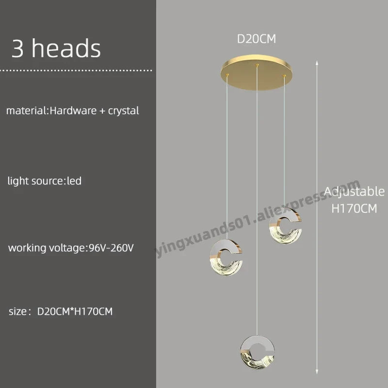 lustre moderne en cristal design loft pour éclairage minimaliste
