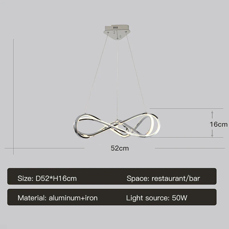 suspension design moderne avec télécommande et courbes élégantes