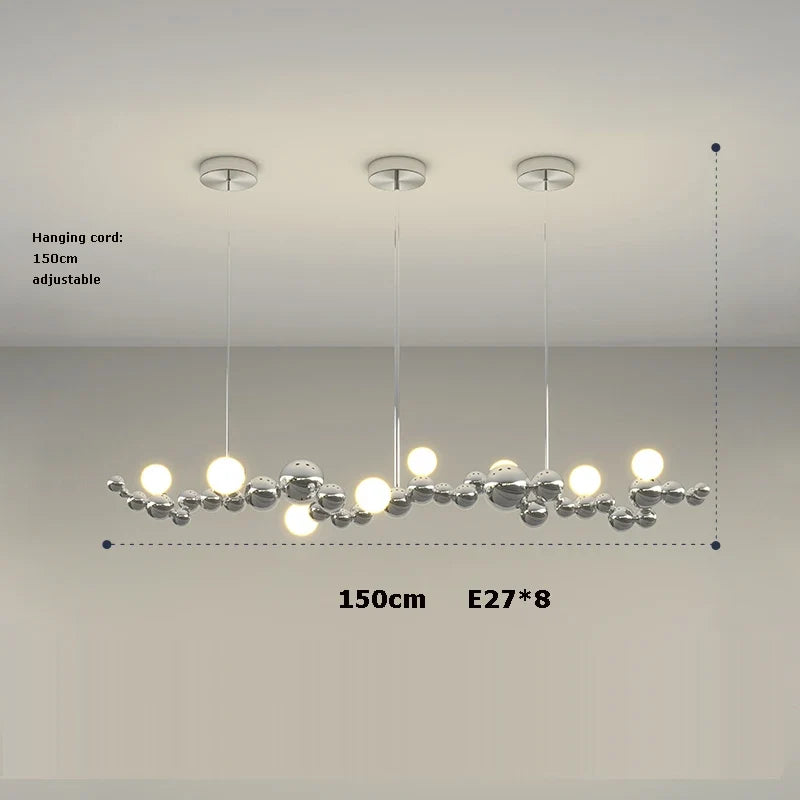 suspension design led art déco en or chromé pour intérieur élégant