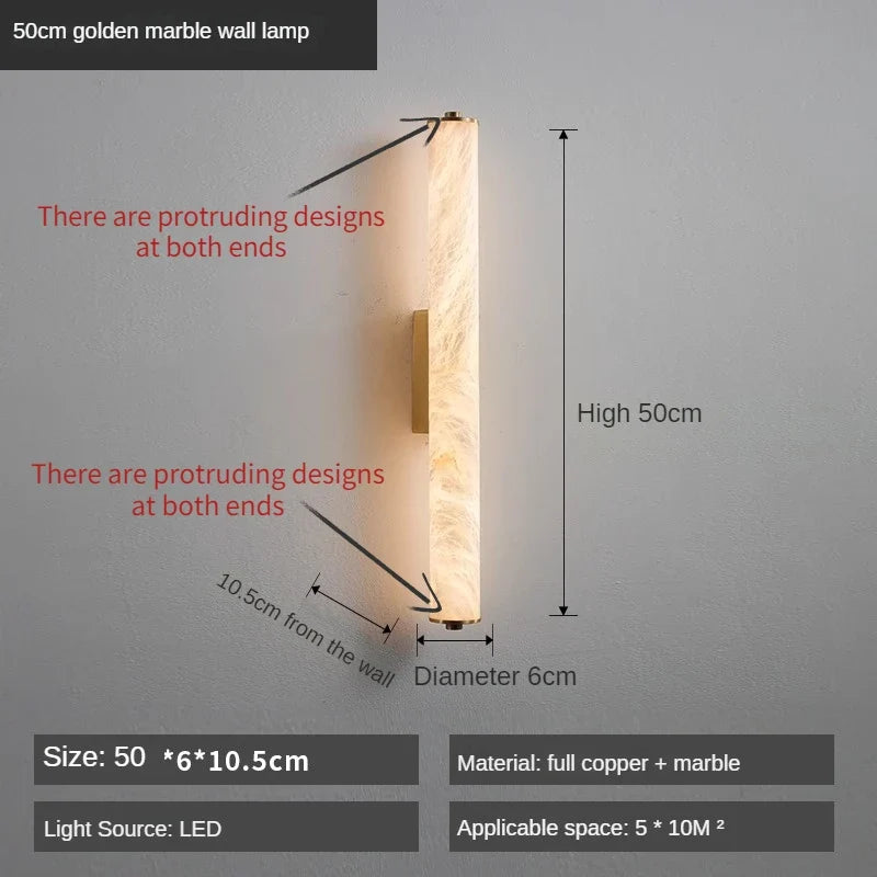 applique murale led en cuivre et marbre moderne luxe éclairage intérieur