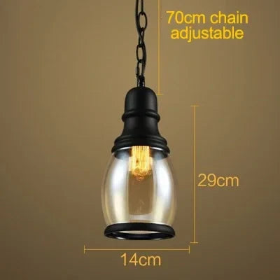 suspension industrielle rétro en verre ambré avec corde de chanvre