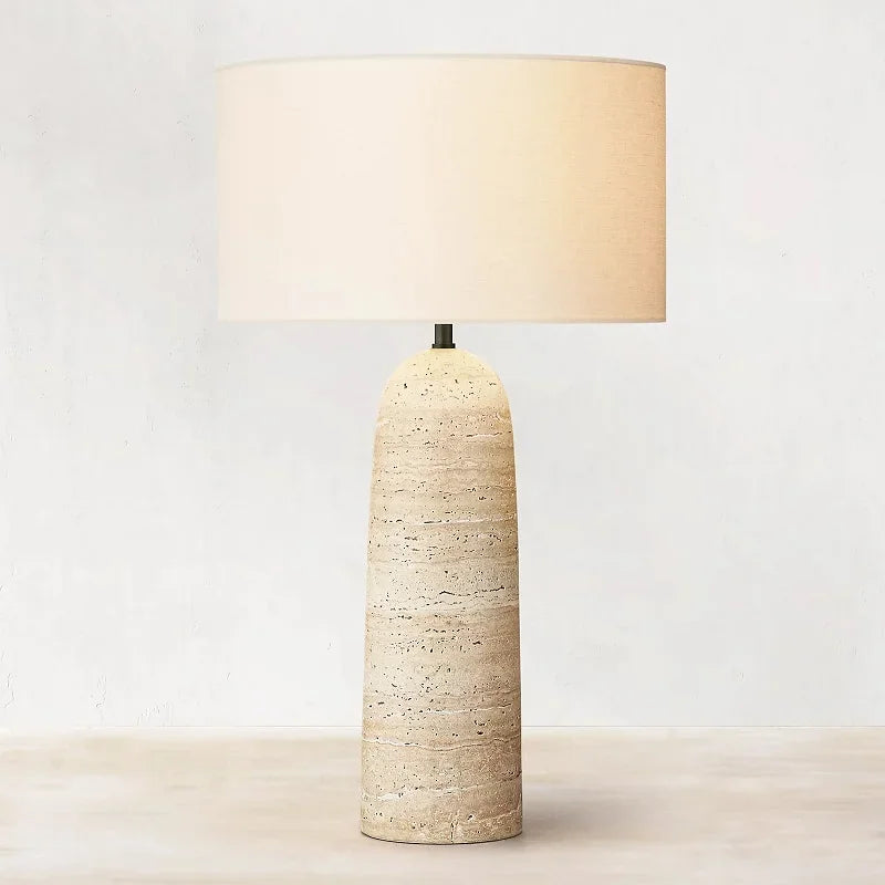 lampe à poser post-moderne en travertin style wabi-sabi art déco