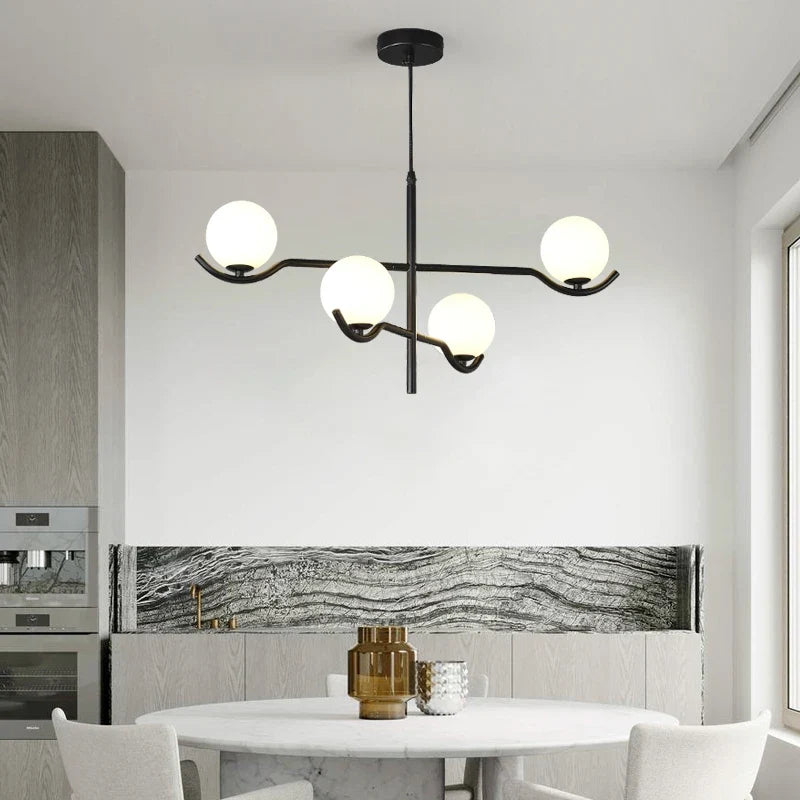 lustre design moderne en verre avec structure métallique