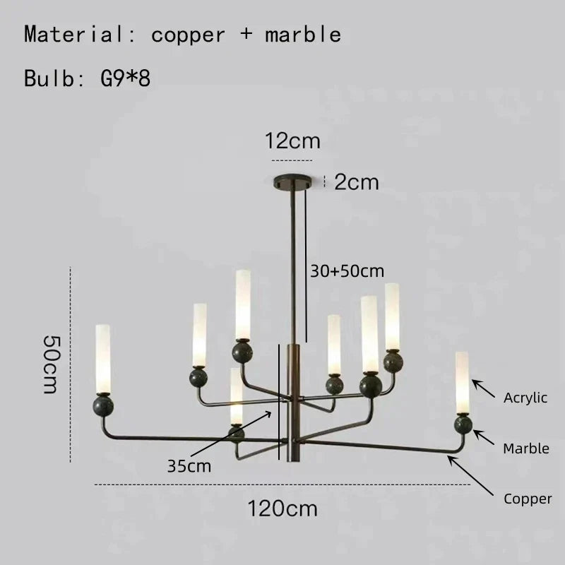 lustre simple et moderne en laiton avec boule en acrylique