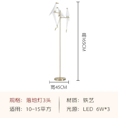 suspension LED design nordique en acrylique forme oiseau