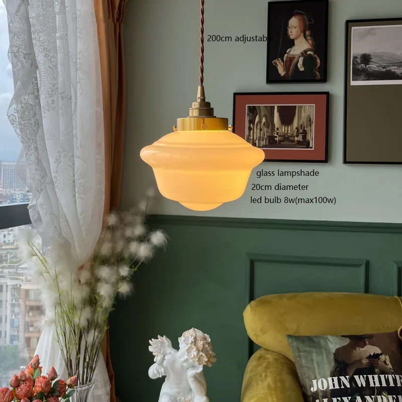 suspension led en verre avec prise en cuivre nordique moderne