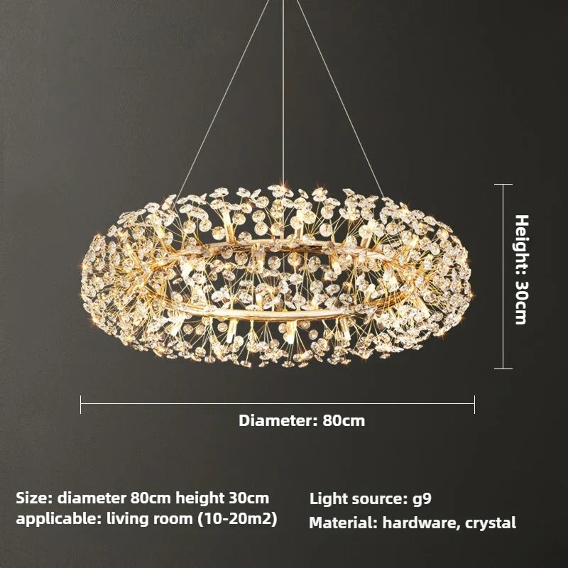 lustre en cristal moderne en forme de pissenlit créatif et atmosphérique