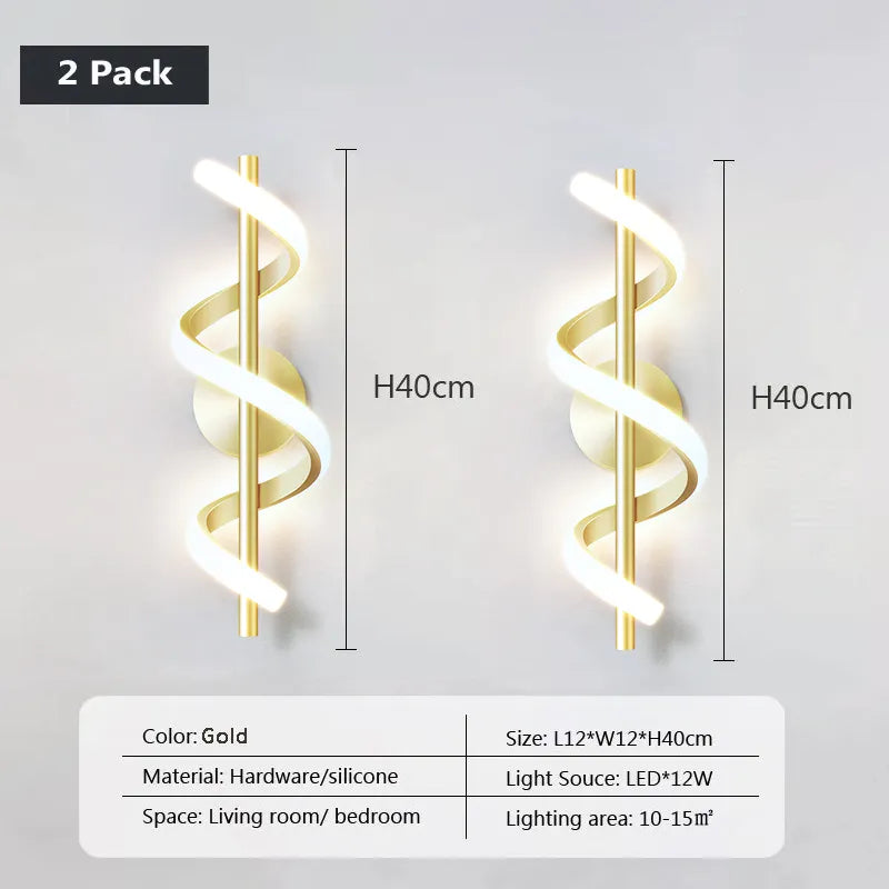Applique murale nordique led noir blanc or