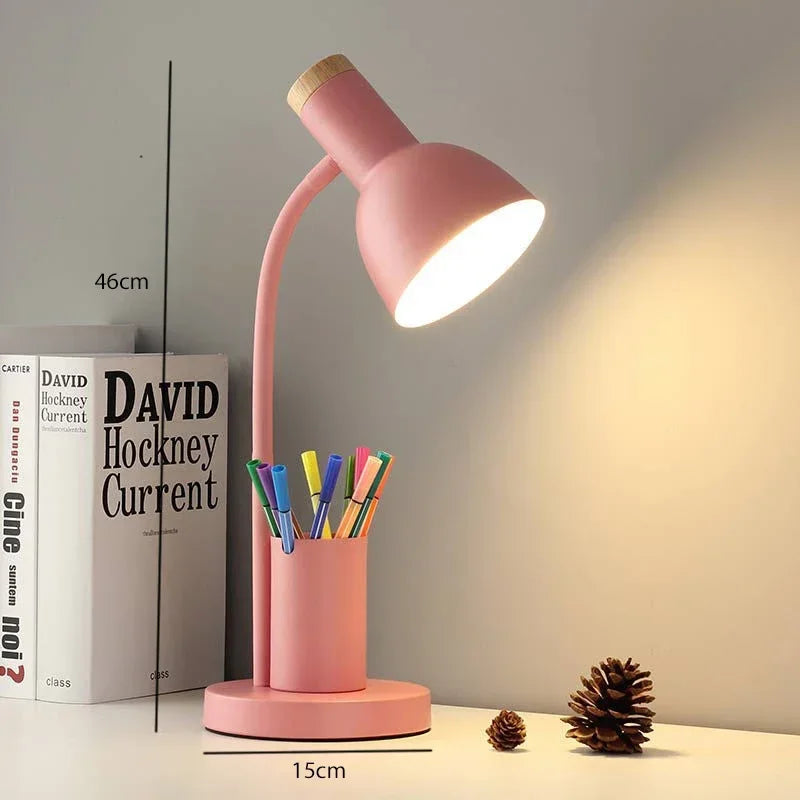 lampe de bureau créative nordique avec porte-stylo led décoratif