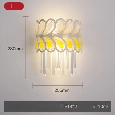 applique murale led moderne en cristal doré à intensité variable