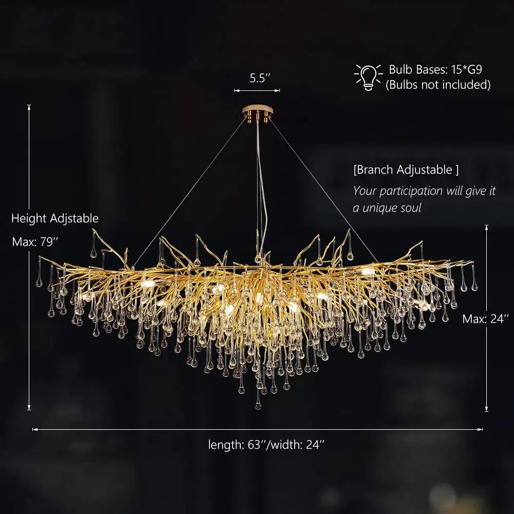lustre moderne cristal goutte de pluie design élégant pour intérieur décoratif