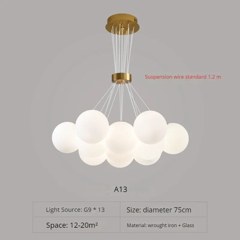 lustre nordique planète lune design bulle led décoration maison
