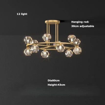 plafonnier art déco doré noir design en cristal