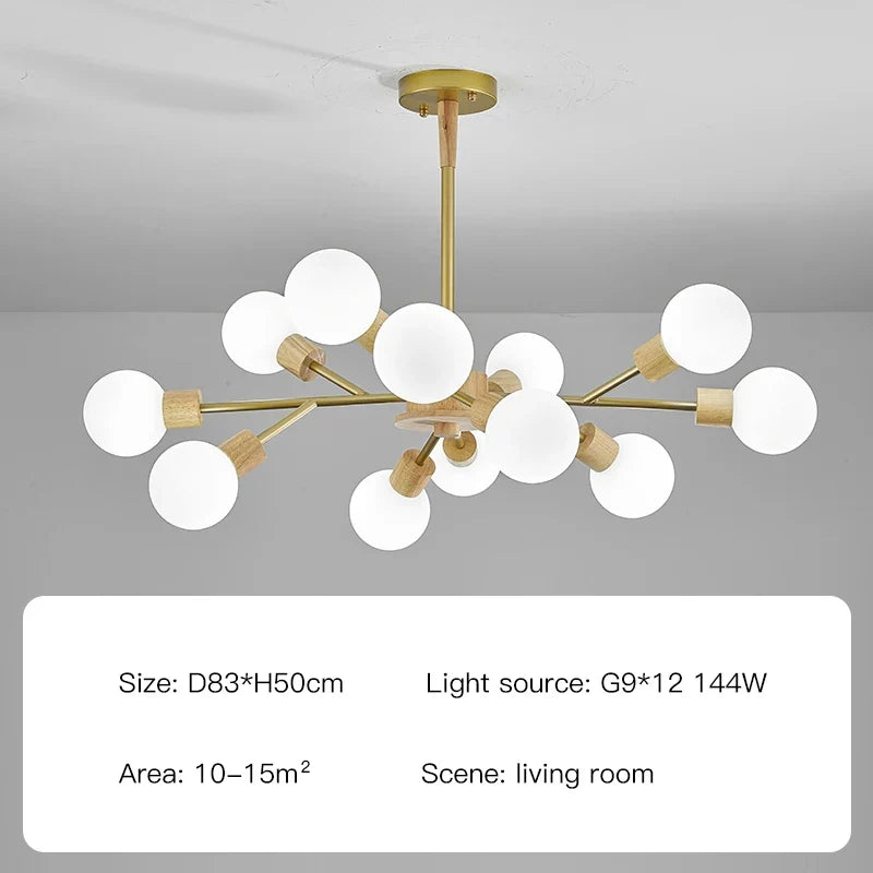 lustre à led en bois nordique pour décoration intérieure moderne