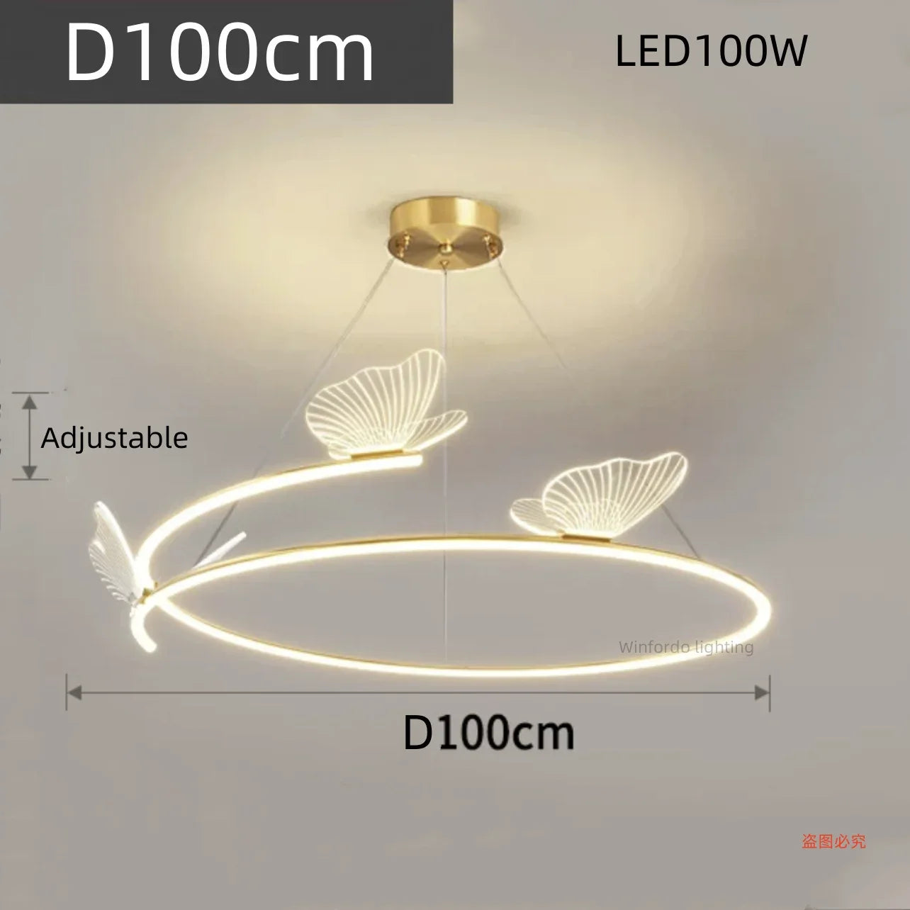 Lustre design LED rond en forme de papillon