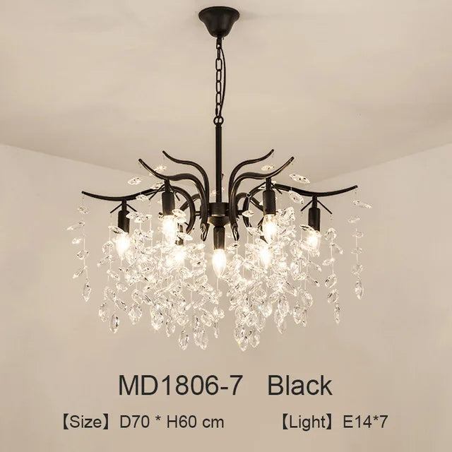 lustre nordique led en cristal de luxe décoration