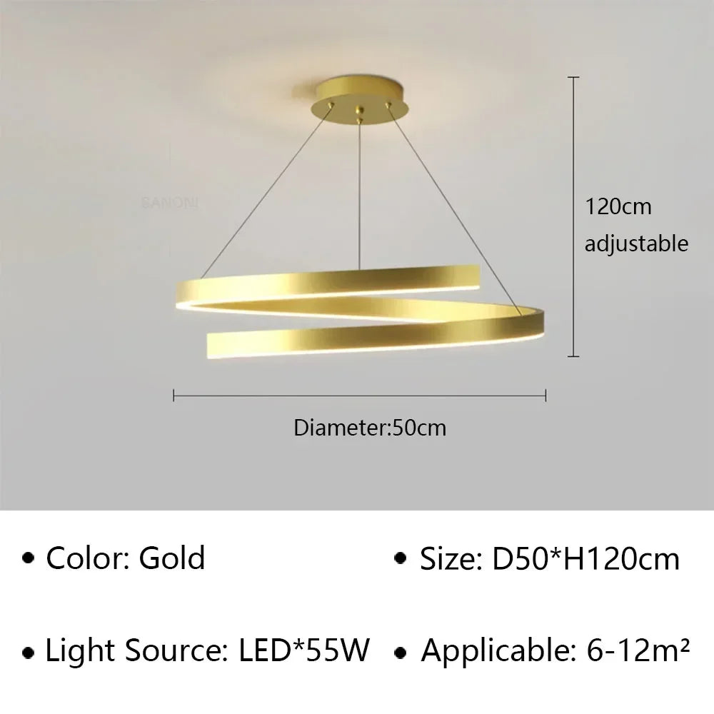 lustre moderne en spirale à LED pour décoration intérieure