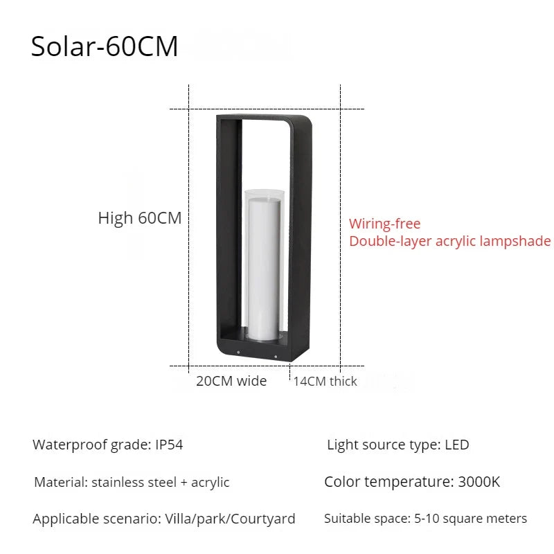 Lampe de jardin moderne solaire LED clôture lumière IP54 extérieur étanche ambiance éclairage pelouse lumières Villa cour décor lampadaires