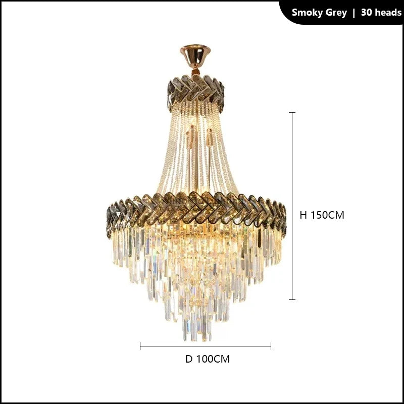 lustre led en cristal design moderne pour villa duplex