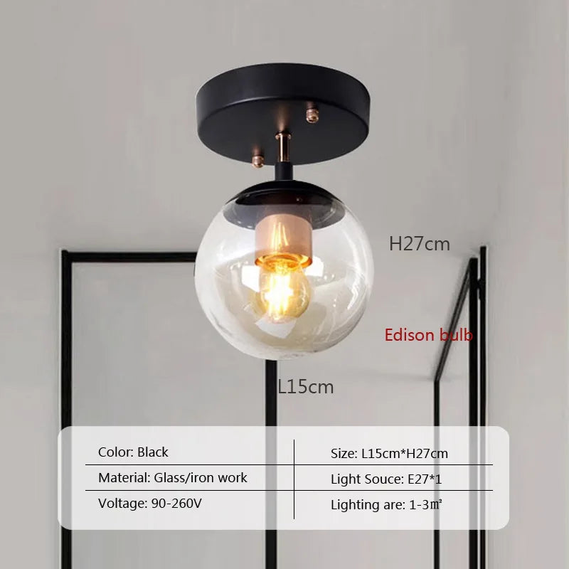Plafonnier LED boule en verre moderne