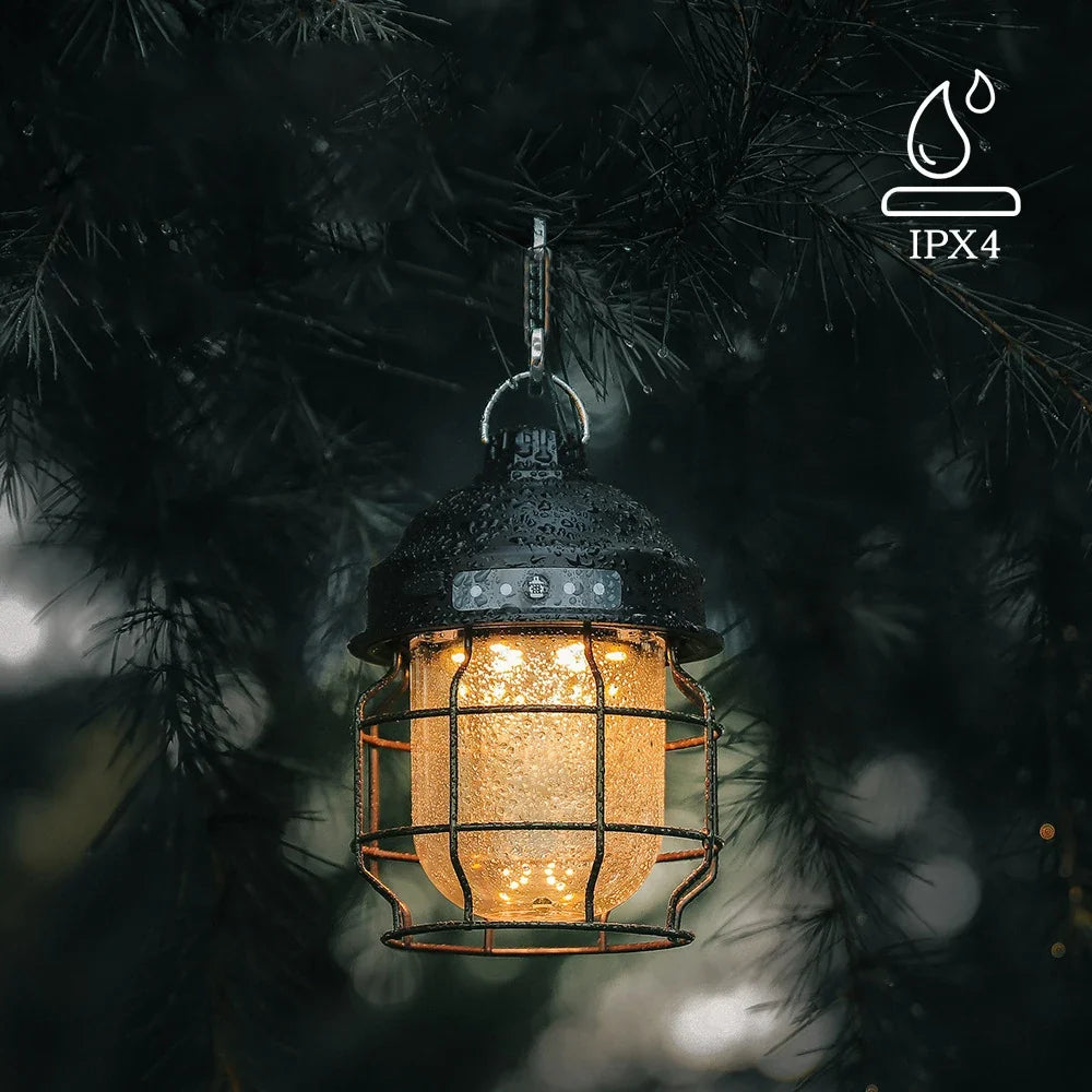 lanterne rétro rechargeable à LED pour jardin extérieur vintage
