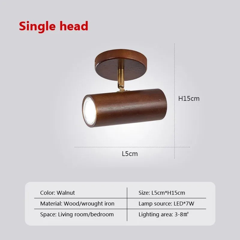 Applique murale LED nordique originale en bois multi-angle réglable projecteur pour chambres salons étude Den éclairage Luminaire